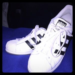 Black &white adidas shoes